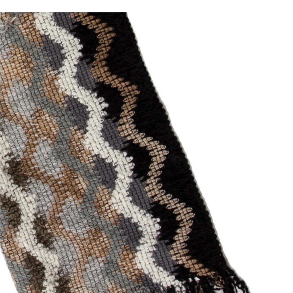 Missoni Signature Zigzag Knit Fringe Scarf Neutral Multicolor Made in Italy - Picture 2 of 6